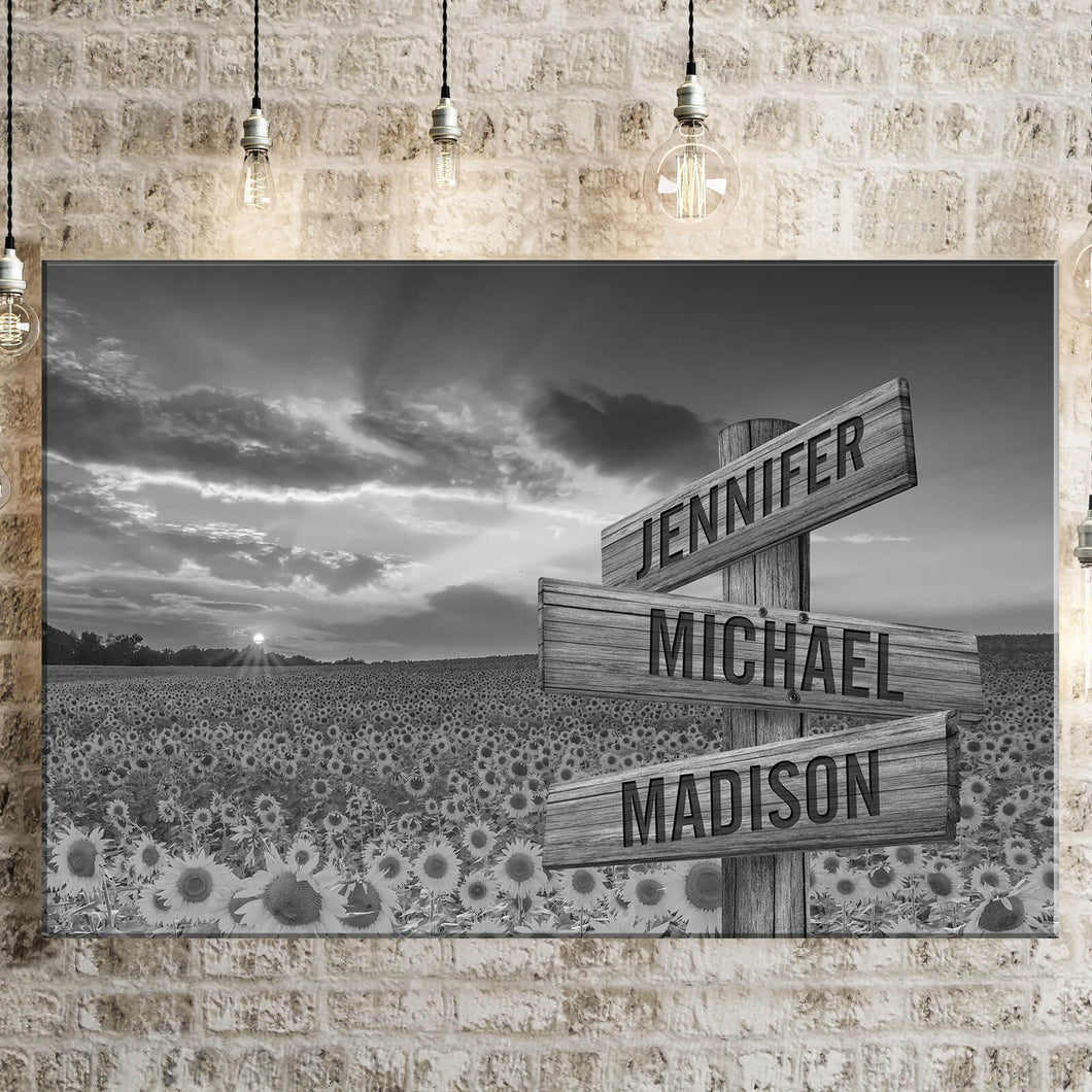 Sunflower Sunset Multi-Names Premium Canvas Poster