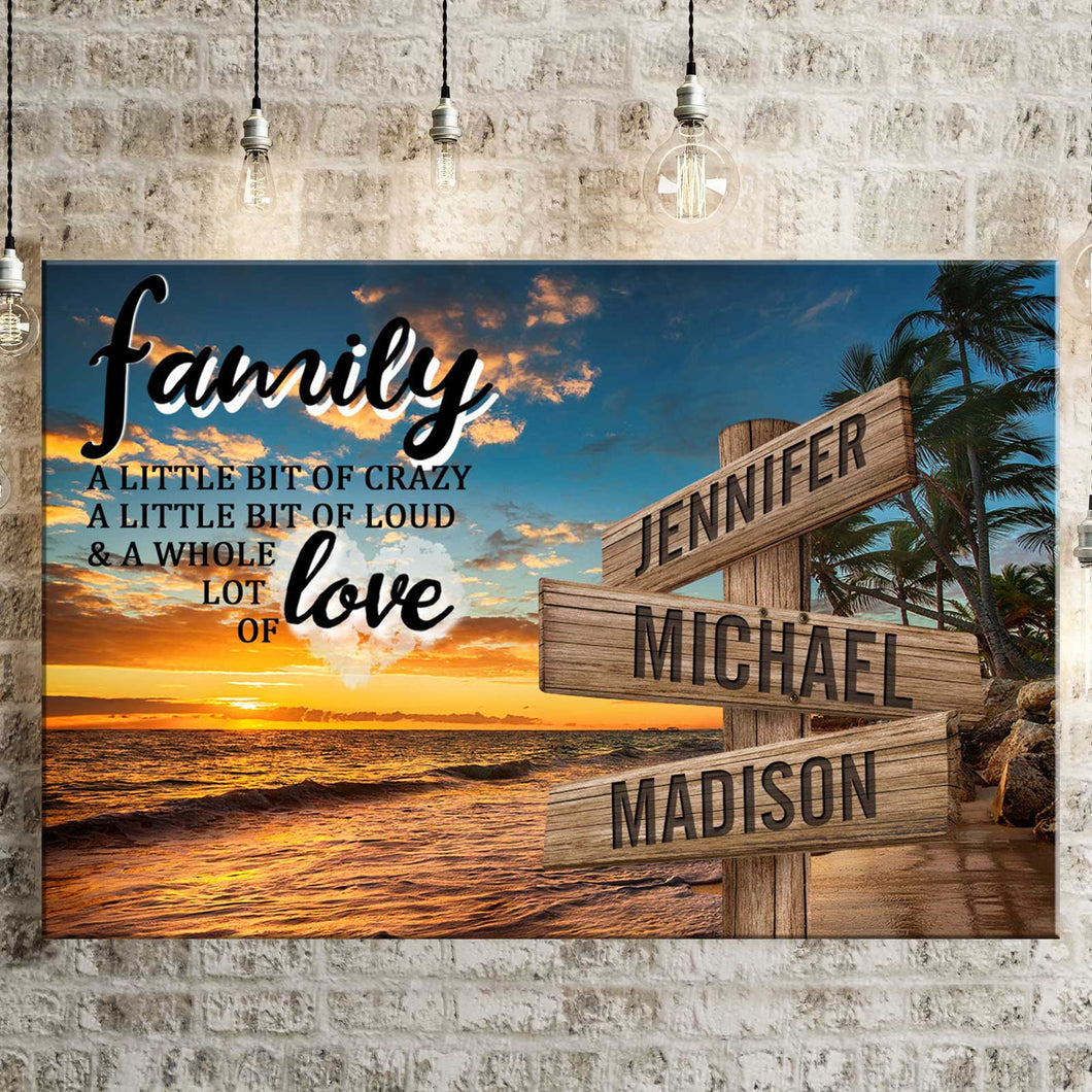 Beach Palm Tree Color A Little Whole Lot of Love Multi-Names Premium Canvas Poster