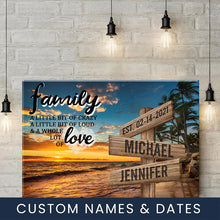 Load image into Gallery viewer, Beach Palm Tree Color A Little Whole Lot of Love Multi-Names Premium Canvas Poster
