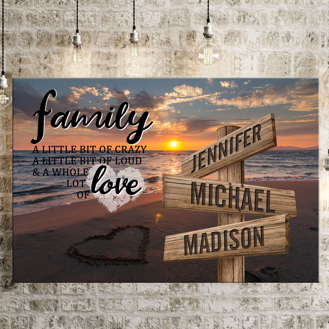 Beach Sunset Color A Little Whole Lot of Love Multi-Names Premium Canvas Poster