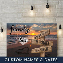 Load image into Gallery viewer, Beach Sunset Color A Little Whole Lot of Love Multi-Names Premium Canvas Poster
