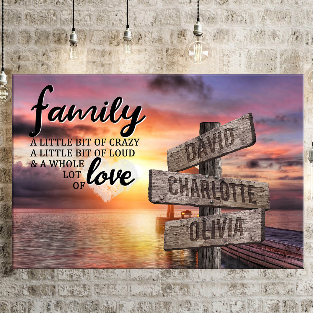 Coast Sunset Color A Little Whole Lot of Love Multi-Names Premium Canvas Poster