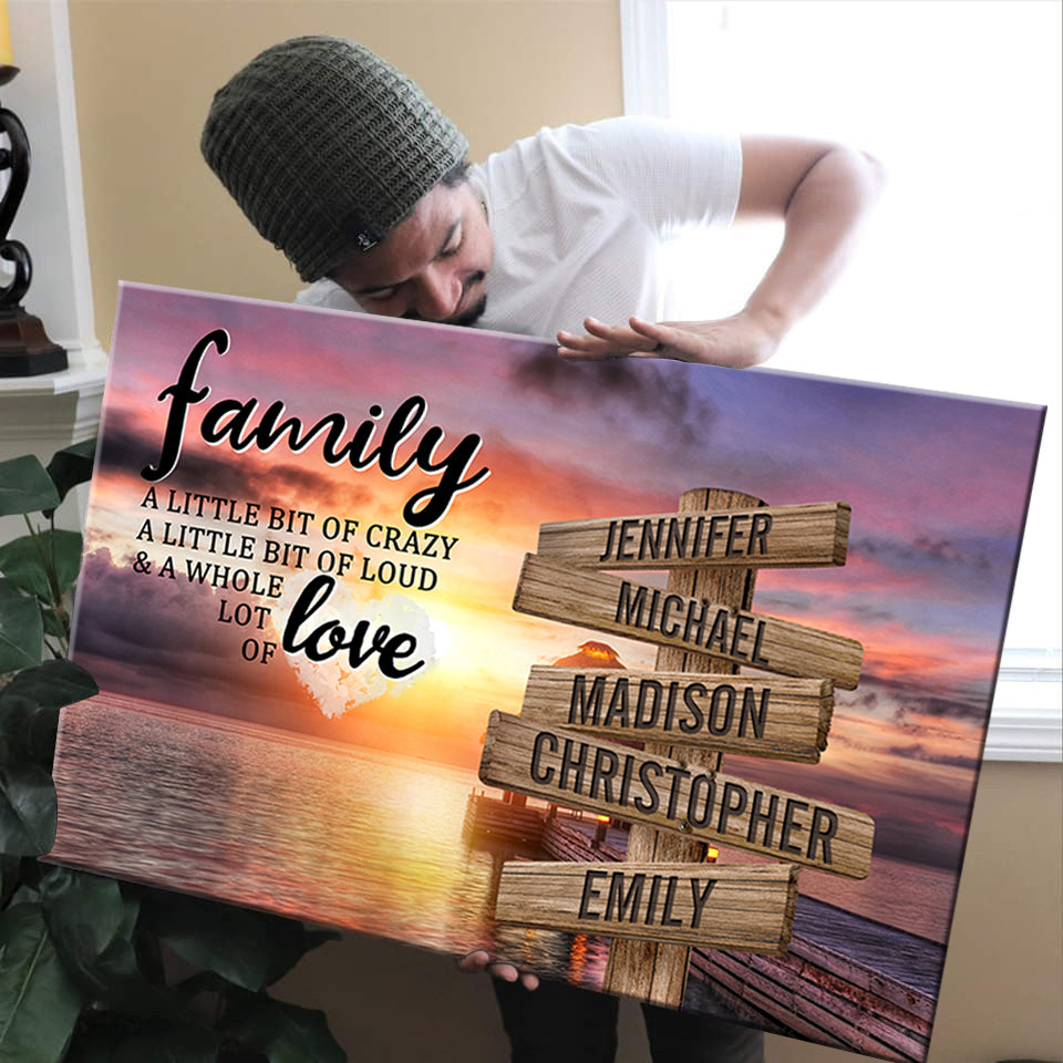 Coast Sunset Color A Little Whole Lot of Love Multi-Names Premium Canvas