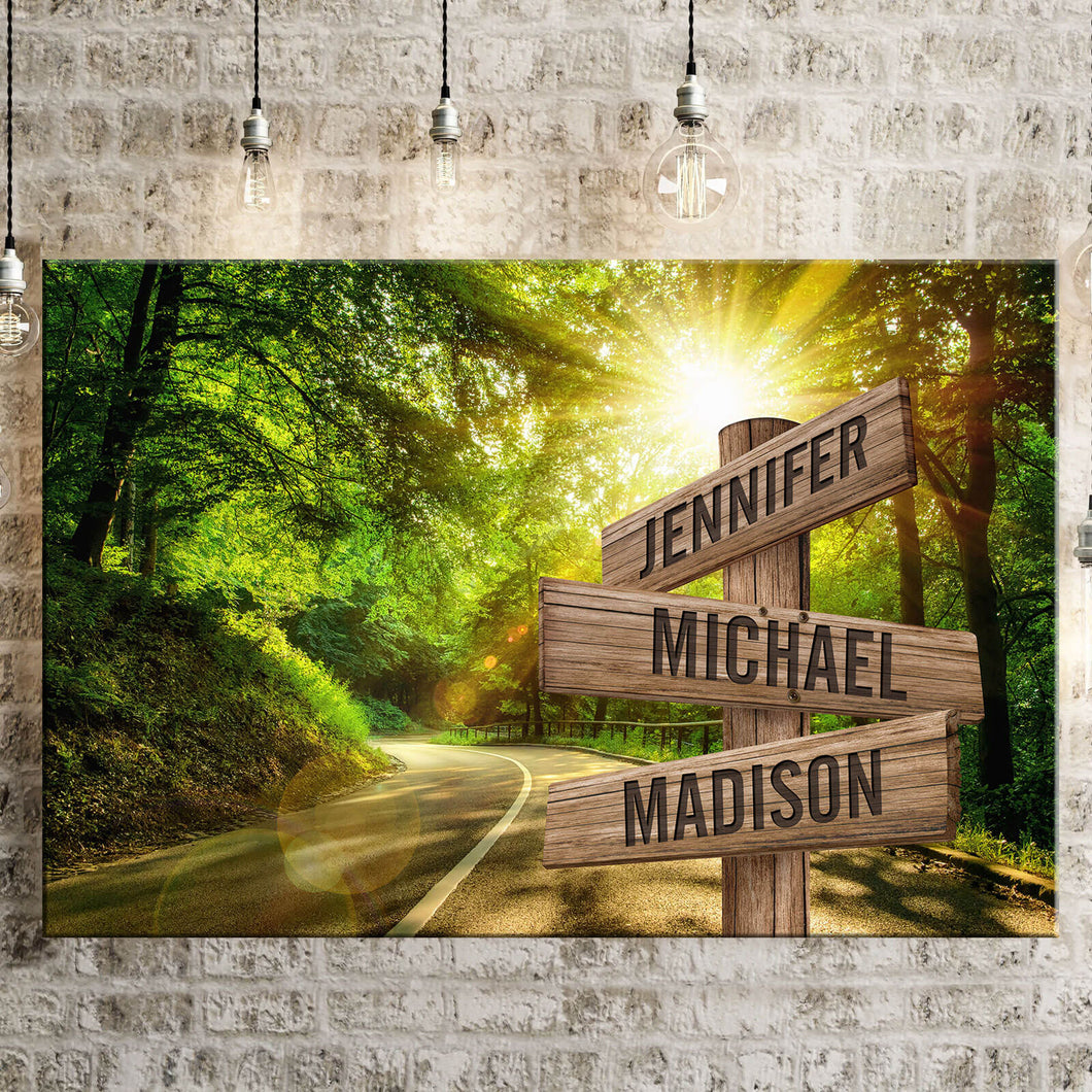 Forest Road Color Multi-Names Premium Canvas Poster