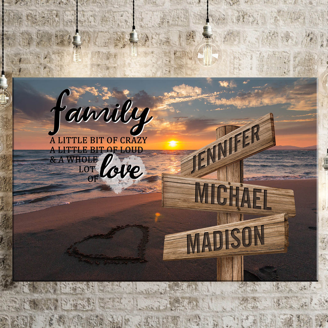 Beach Sunset Color A Little Whole Lot of Love Multi-Names Premium Canvas Poster