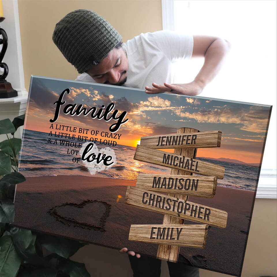 Beach Sunset Color A Little Whole Lot of Love Multi-Names Premium Canvas