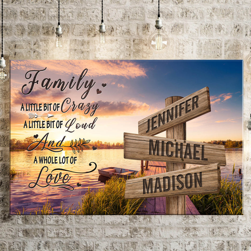 Lake Dock Color A Whole Lot of Love Multi-Names Premium Canvas Poster