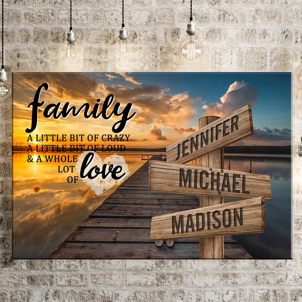 Lake Dock Color A Little Whole Lot of Love Multi-Names Premium Canvas Poster