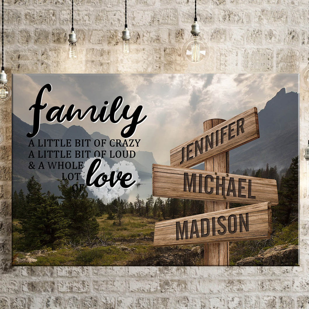 Mountain Range Color A Little Whole Lot of Love Multi-Names Premium Canvas Poster