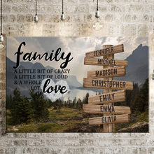 Load image into Gallery viewer, Mountain Range Color A Little Whole Lot of Love Multi-Names Premium Canvas Poster
