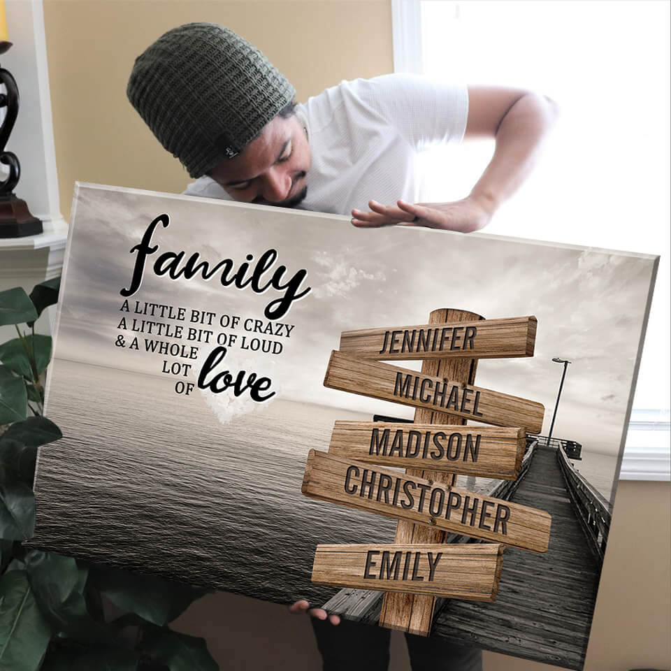 Seaside Dock Color A Little Whole Lot of Love Multi-Names Premium Canvas
