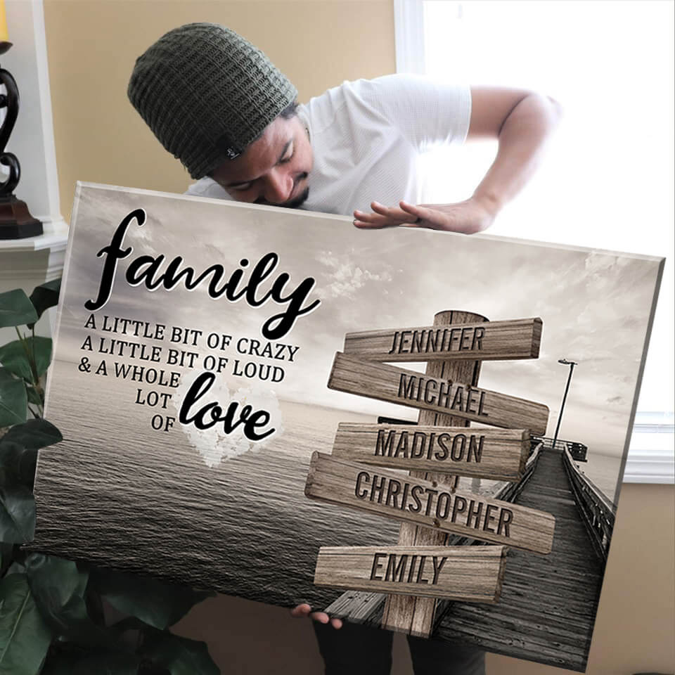 Seaside Dock Color A Little Whole Lot of Love Multi-Names Premium Canvas