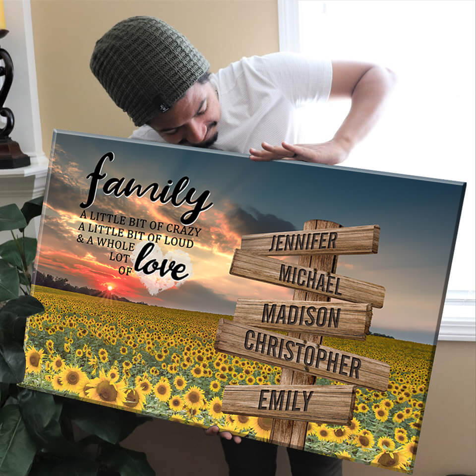Sunflower Sunset Color A Little Whole Lot of Love Multi-Names Premium Canvas
