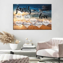 Load image into Gallery viewer, Personalized Family Color Ocean Sunset Multi-Names Premium Canvas Poster
