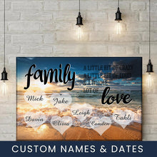 Load image into Gallery viewer, Personalized Family Color Ocean Sunset Multi-Names Premium Canvas Poster
