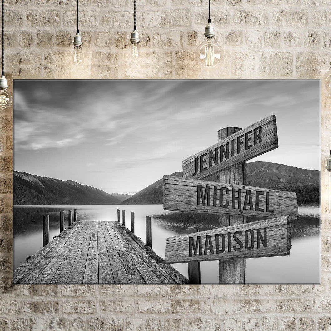 River Pier Multi-Names Premium Canvas Poster