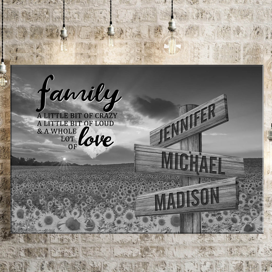 Sunflower Sunset A Little Whole Lot of Love Multi-Names Premium Canvas Poster